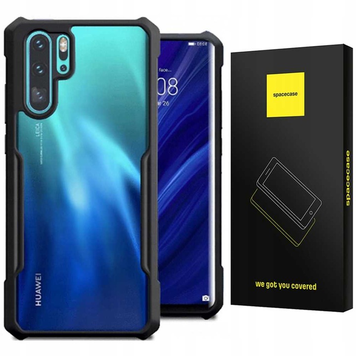 Кейс за телефон Spacecase Beetle, съвместим с Huawei P30 Pro, 360° защита, подсилени ъгли, черен