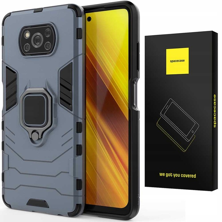 Spacecase X-RING telefontok Poco X3 NFC/Pro-hoz, 360 védelem, mágneses rögzítés, kék