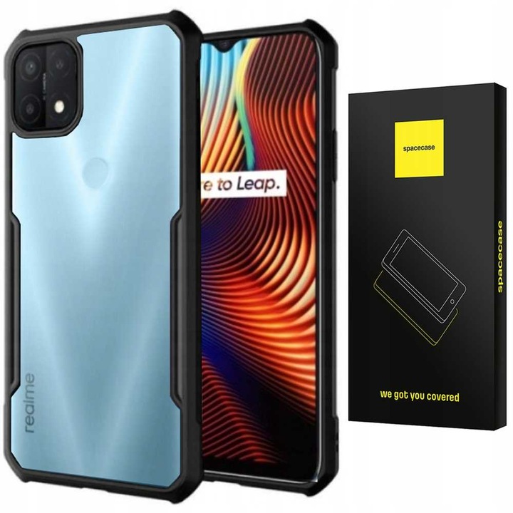 Калъф за телефон Spacecase Beetle за Realme 7i/Narzo 30A, 360 защита, подсилени ъгли, черен