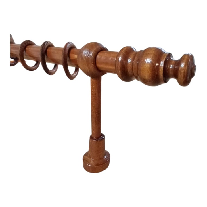 Стругован дървен корниз, модел Roma, 220 см, включени всички аксесоари, цвят ОРЕХ