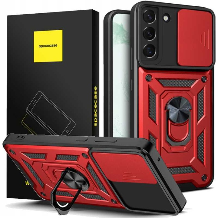 Spacecase CamRing telefontok Samsung Galaxy S22+ telefonhoz, piros