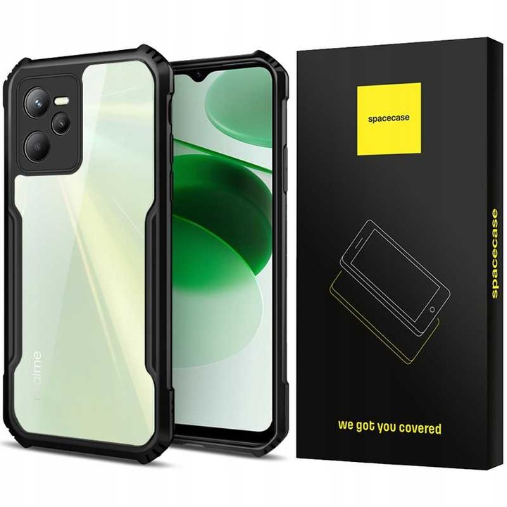 Калъф за телефон Spacecase Beetle за Realme C35/Narzo 50A Prime, 360 защита, подсилени ъгли, черен