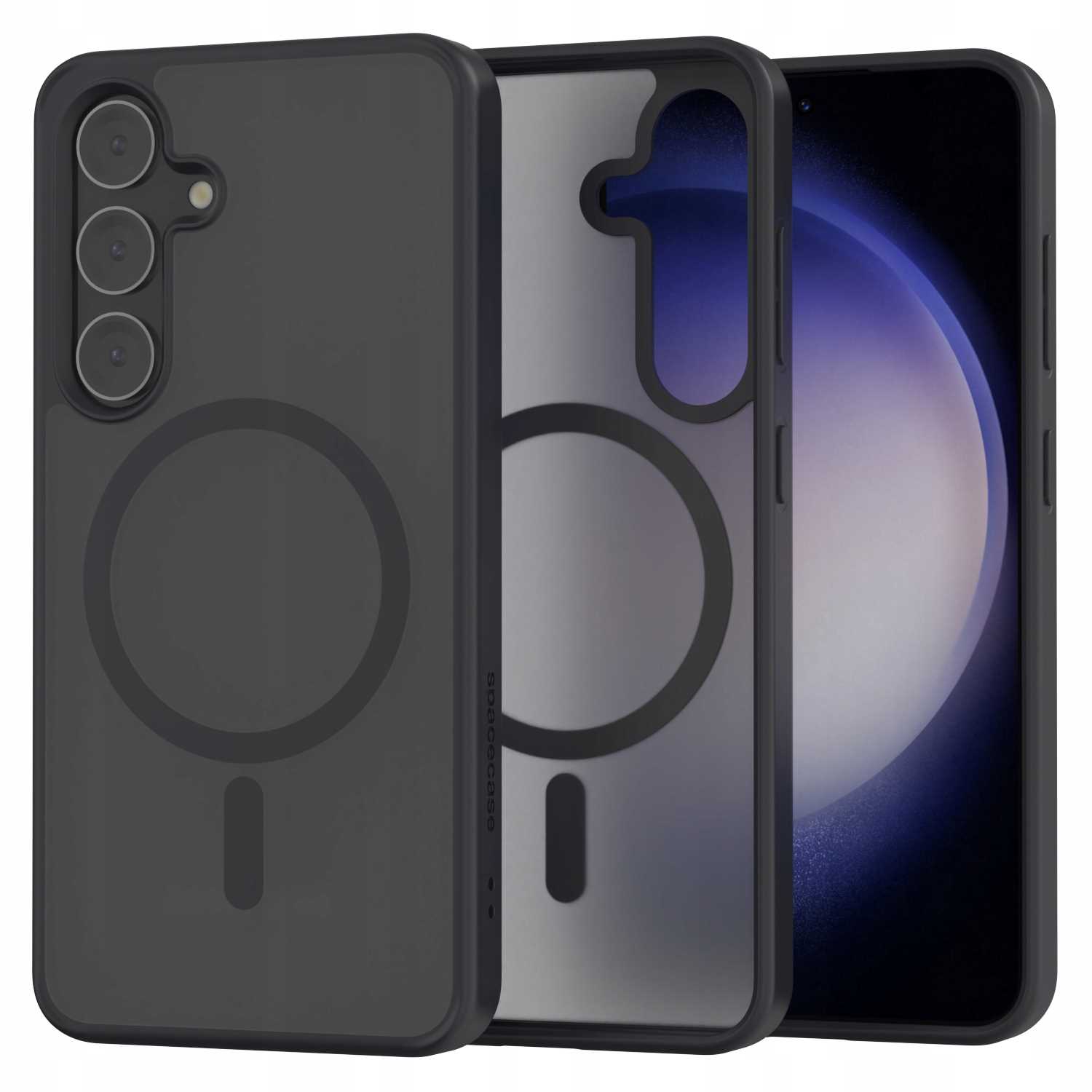 Etui Spacecase Hybrid Mag pentru Galaxy S24, mat, compatibil cu MagSafe, protectie solida, negru
