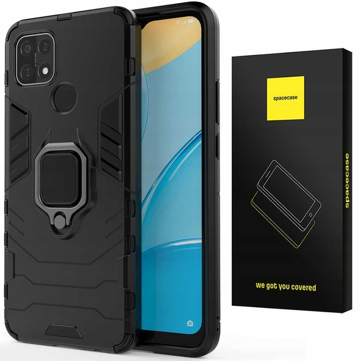 Калъф за телефон Spacecase X-RING за Realme 7i/Narzo 30A, 360 защита, Ring Holder, черен