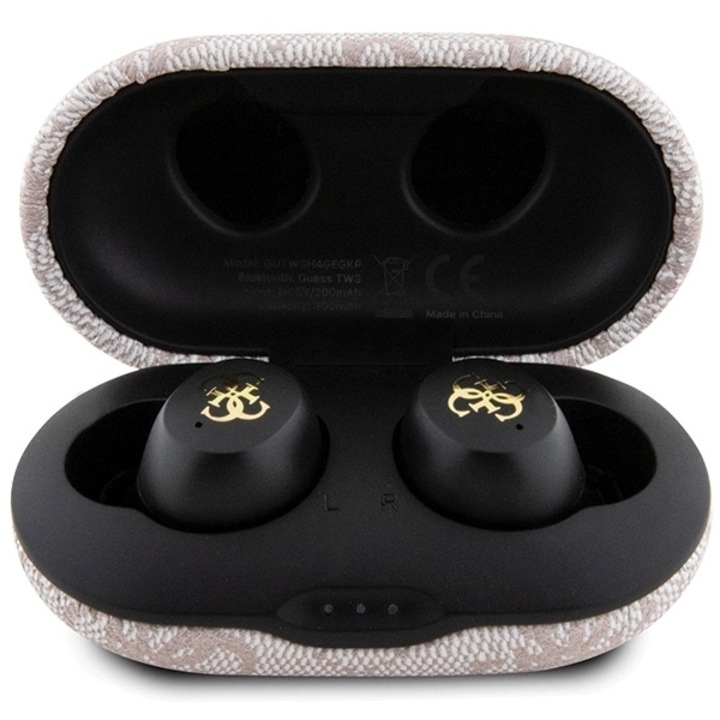 Безжични слушалки Guess 4G Metal TWS, Bluetooth 5.3, 300 mAh, USB-C, IPX5, ENC, розови