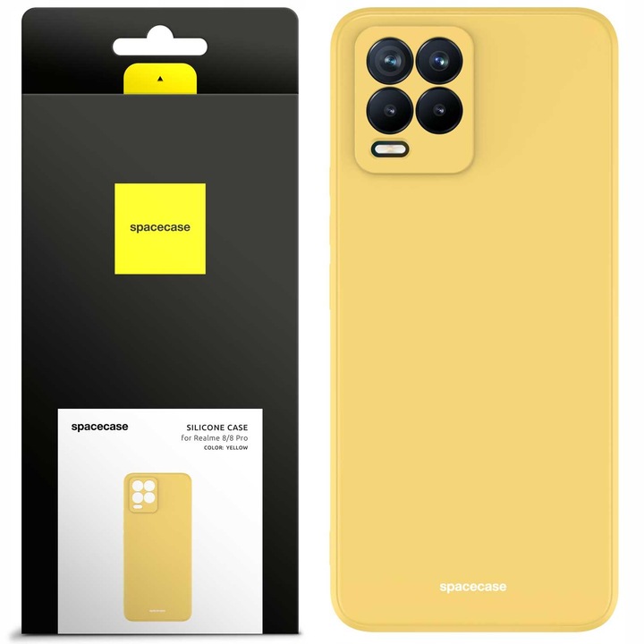 Husa telefon Spacecase Silicone pentru Realme 8/8 Pro, galben, protectie eficienta, design minimalist
