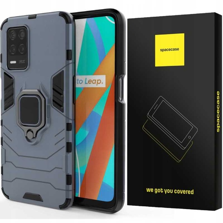 Калъф за телефон Spacecase X-RING за Realme 8 5G/Narzo 30, 360 защита, магнитен монтаж, син