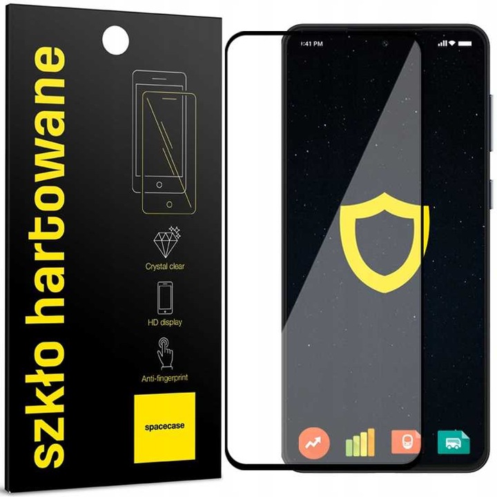 5D закалено стъкло за Samsung Galaxy M55 5G, Spacecase Glass 5D заоблени ръбове, удобен за калъф, устойчив на надраскване, удароустойчив, силно лепило върху всички повърхности, протектор на екрана, олеофобно покритие