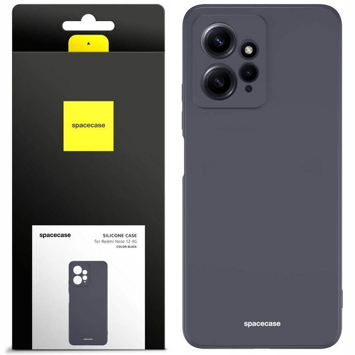 Husa telefon Spacecase pentru Redmi Note 12 4G, silicon, neagra, design minimalist, protectie eficienta