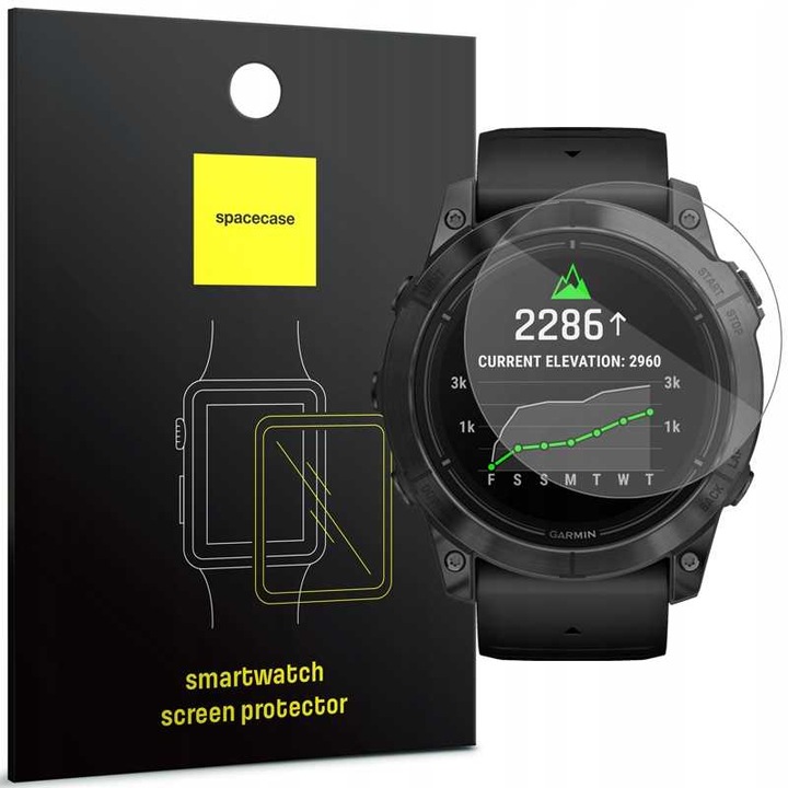 Sticla hibrida de protectie Spacecase pentru Garmin Epix Pro Gen 2 51mm, 0.3mm, set complet de aplicare