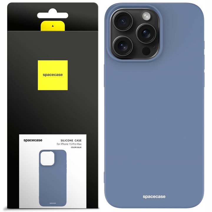 Силиконов калъф Hua за Apple iPhone 15 Pro Max, Hua silicone Spacecase влагоустойчив, устойчив на износване, издръжлив, елегантен, минималистичен, вътрешно покритие на петна, матиран алуминий