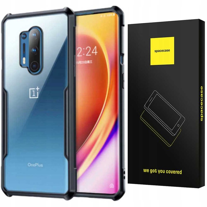Husa telefon Spacecase Beetle pentru OnePlus 8 Pro, protectie 360, colturi intarite, neagra