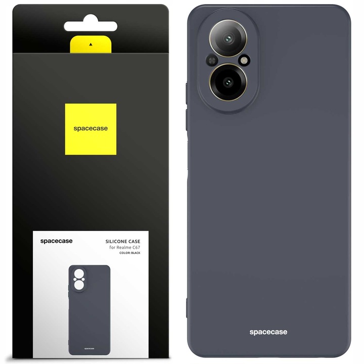 Силиконов кейс Spacecase за Realme C67, матиран, черен, точни размери