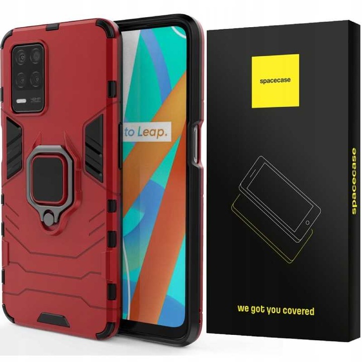 Калъф Spacecase X-RING за Realme 8 5G/Narzo 30 5G, червен, с Ring Holder, 360 защита, компактни размери