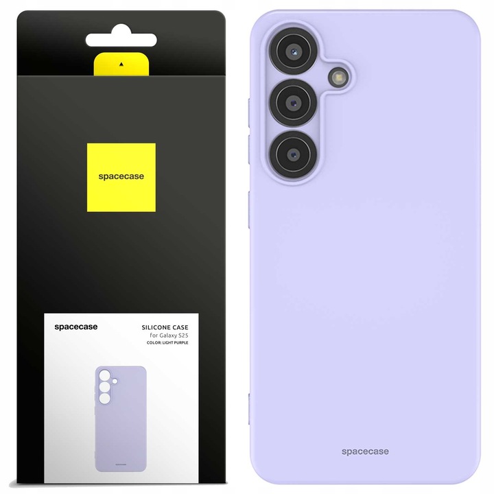 Hua din silicon pentru Samsung Galaxy S25, Hua din silicon Spacecase rezistenta la umezeala, culoare, durabila, eleganta, minimalista, finisaj interior moale, violet mat