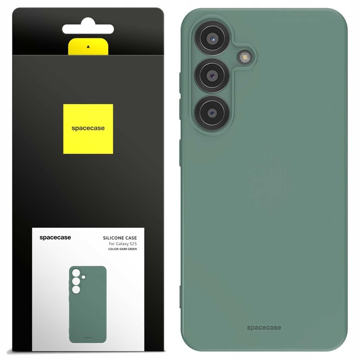 Hua din silicon pentru Samsung Galaxy S25, Hua din silicon Spacecase rezistenta la umezeala, uzura, durabilitate, eleganta, minimalist, finisaj interior moale, verde mat