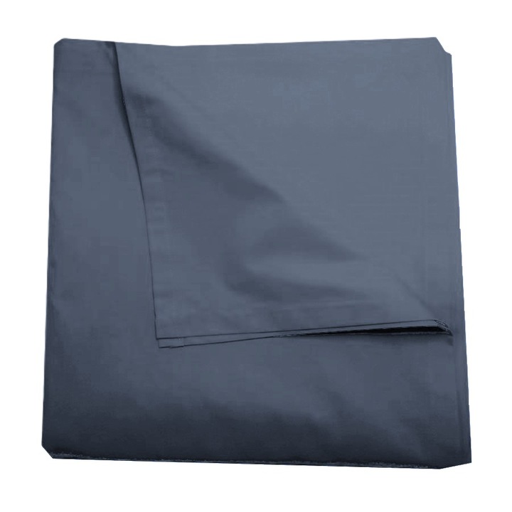 Cearsaf pentru pat dublu, 260 x 280 cm, Casa Bucuriei, gri cenusiu, bumbac 100%