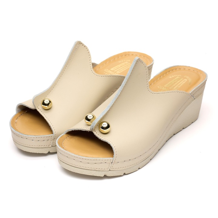 Saboti dama piele Tellus 27-02, Bej, 39