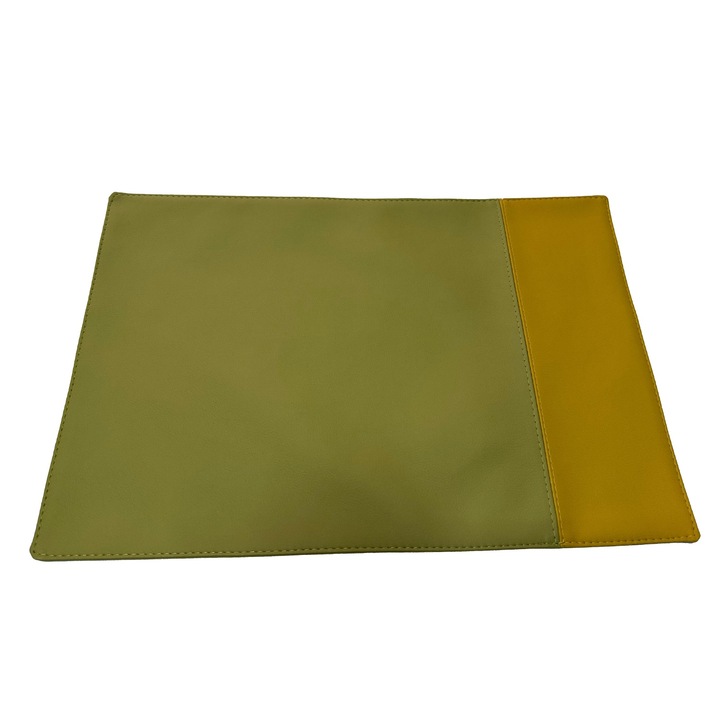 Suport pentru Farfurie, Piele Ecologica, Stripe Placemat, culoare clasic VERDE S06/clasic GALBEN S12, 30X45 CM