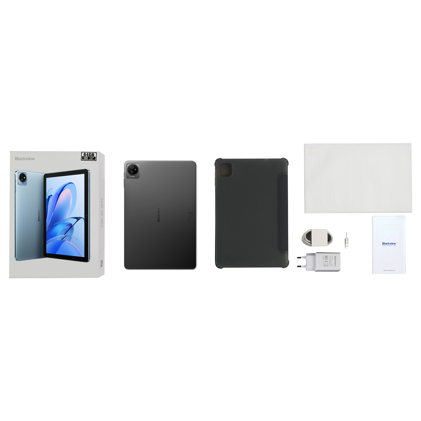 Tableta Blackview Tab 30 WiFi, 10.1 inch, Android 13 Go, Bluetooth 5.2, WIFI6(2.4G+5G), 6GB Ram(2GB + 4GB extensibili), 800×1280, Card TF unic, 64GB ROM, 5100mAH, Albastru