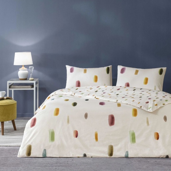 Kétszemélyes ágynemű absztrakt mintával, 100% pamut ranforce, illeszkedő lepedő 160x200 cm, 4 db, TAC, Julian Cream