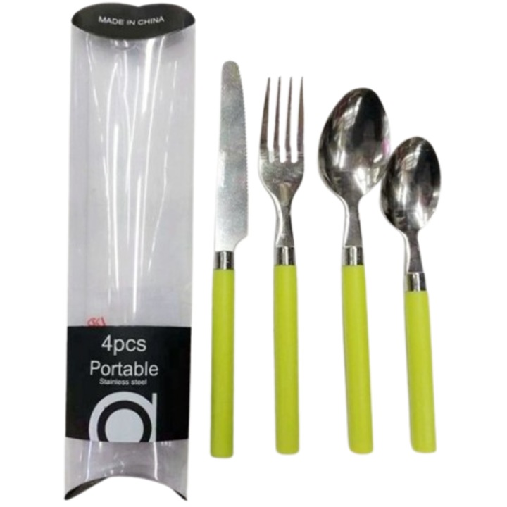 Комплект 4 прибора за хранене, неръждаема стомана+Pvc