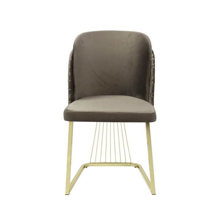 Scaun Modern, Tapiterie Textila, Cadru din Metal, Ideal pentru Dining si Living Maro /Gold