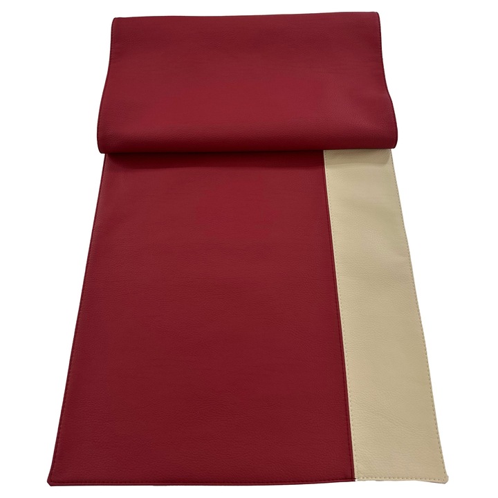 Napron Stripe, Piele Ecologica, Culoare CLASIC ROSU N09/CLASIC IVORY N13, 45x120 cm