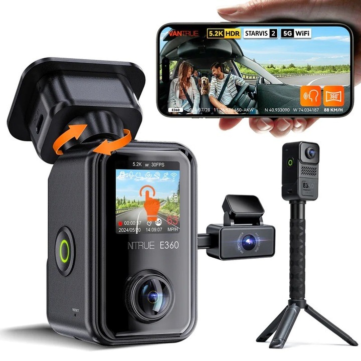 Автомобилна камера Vantrue E360 ACE LTE 3ch, Full HD, 3 канала, 360°, с GPS