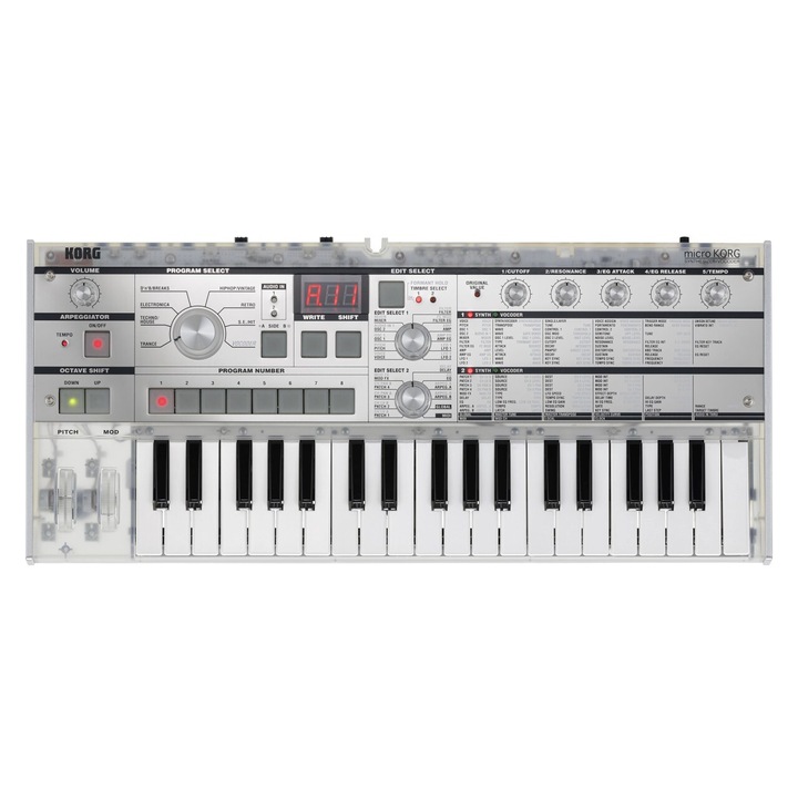 Sintetizator Korg MICROKORG CR, 37 clape, transparent, 524x232x70mm, 2,2kg