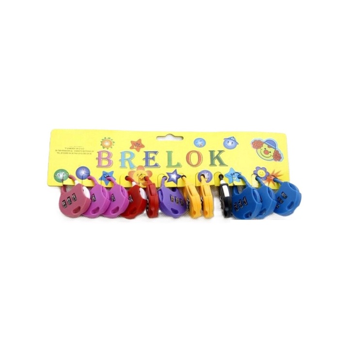 12 db kulcstartó készlet, Midex, kombinált záras modell, többszínű