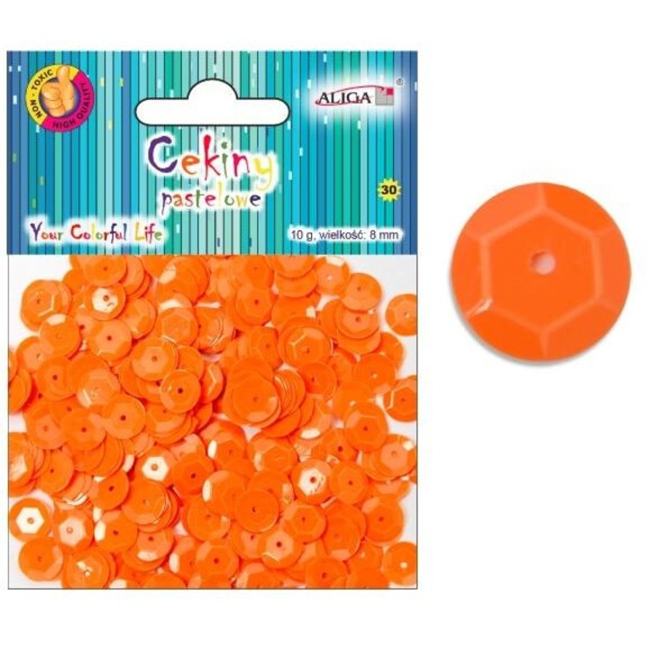 Paiete pentru artizanat, Aliga, portocaliu, 8mm 10g, 12 bucati