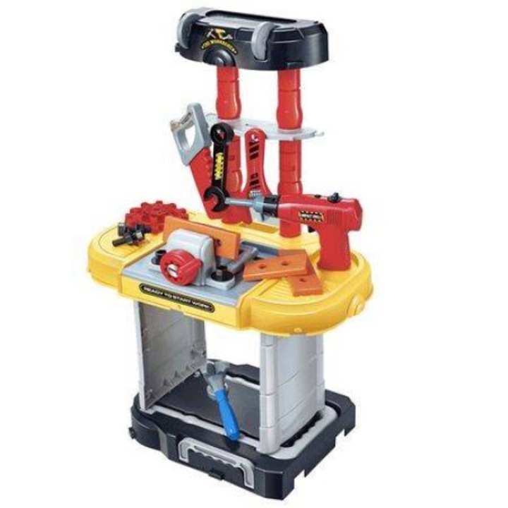 Szerszámkészlet, Troller játék, Kismérnök, funkcionális fúró, 20 db, 71 cm magas