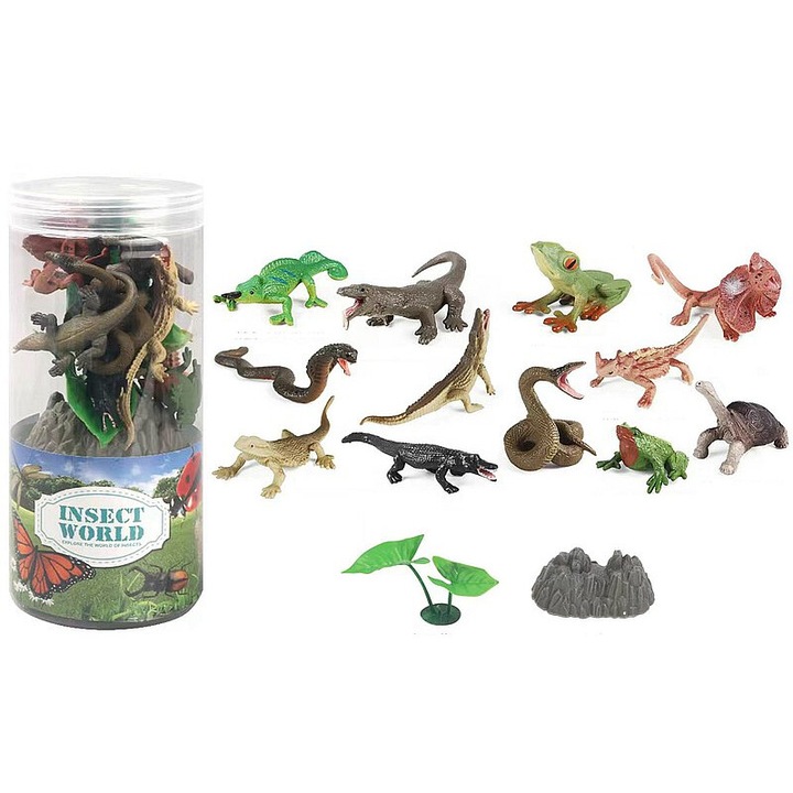 Set 14 firgurine reptile, Adar, multicolor