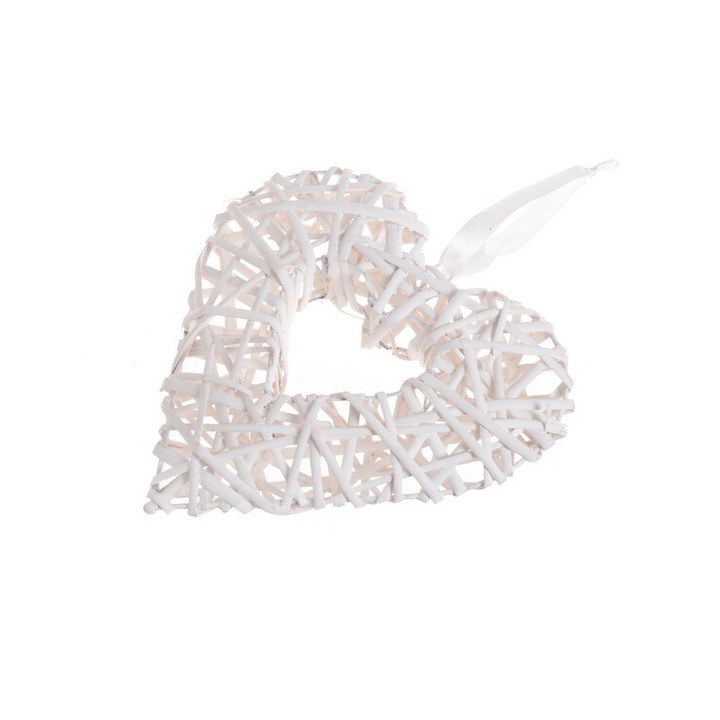 Accesorii decorative, Canea, Serce z wikliny, 25 cm, alb