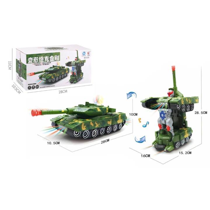 Играчка робот, 7&7, трансформиращ се в танк, със звук, 28x10x10.5 см