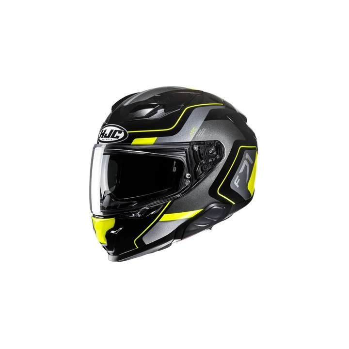 HJC F71 motoros sisak, fekete/sárga, 3 méret, Pinlock-kompatibilis plexivel
