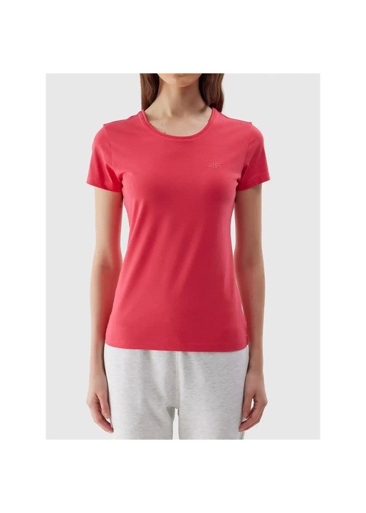Tricou 4F, maneca scurta, roz, bumbac, set unisex, Roz