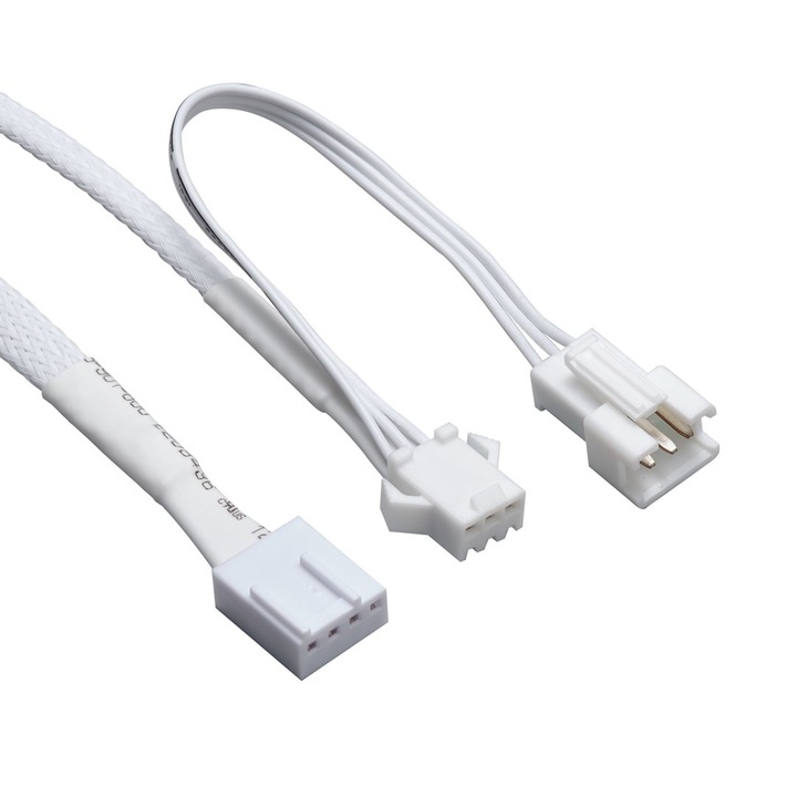 Ventilator PC Phanteks 12 cm, alb, set 3 bucati, 4-pin, iluminare RGB