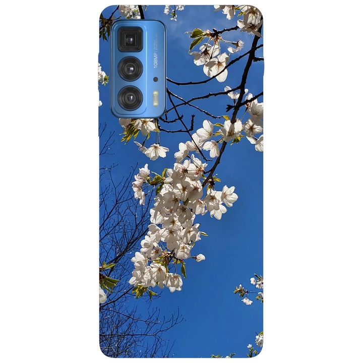 Калъф за телефон, съвместим с Motorola Edge 50 Fusion, Viceversa, пролетен модел Cherry Blossom, силикон, TPU