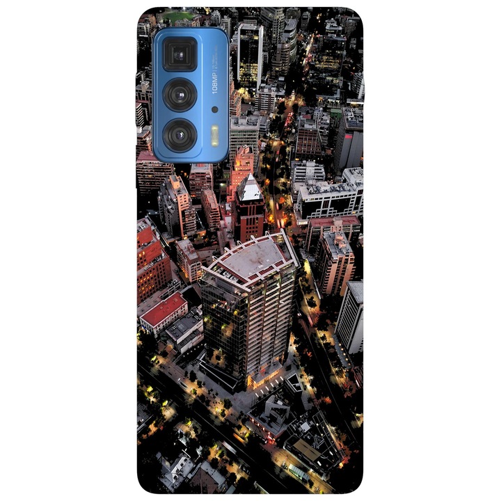 Калъф за телефон, съвместим с Motorola Edge 50 Fusion, Viceversa, модел City lights изглед от въздуха, силикон, TPU