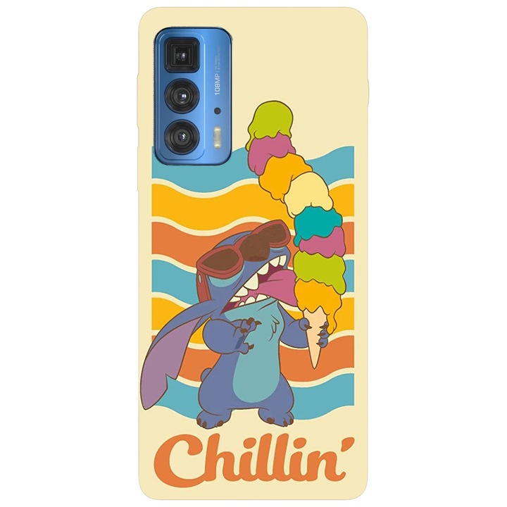 Калъф за телефон, съвместим с модел Motorola Edge 50 Fusion, Viceversa, Chillin time Lilo & Stitch, силикон, TPU