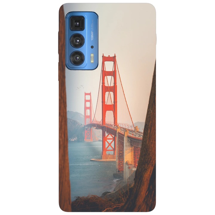 Калъф за телефон, съвместим с Motorola Edge 50 Fusion, Viceversa, модел Golden Gate Bridge, силикон, TPU