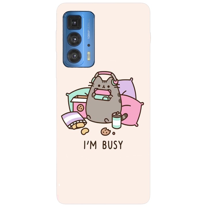 Husa telefon compatibila cu Motorola Edge 50 Pro, Viceversa, model Im busy Pusheen, Silicon, TPU
