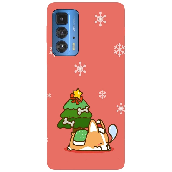 Калъф за телефон, съвместим с Motorola Edge 50 Fusion, Viceversa, Kawaii corgi christmas pattern, силикон, TPU