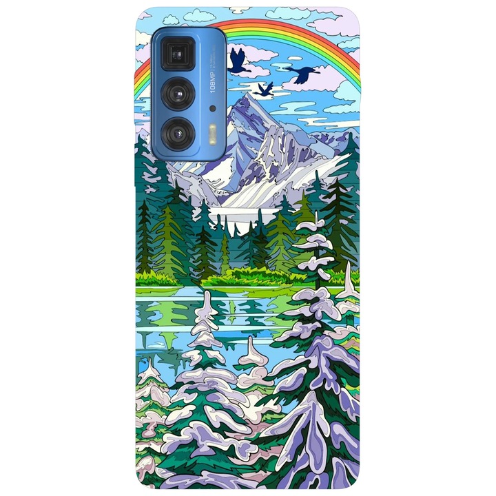 Калъф за телефон, съвместим с модел Motorola Edge 50 Fusion, Viceversa, Rainbow over nature, силикон, TPU