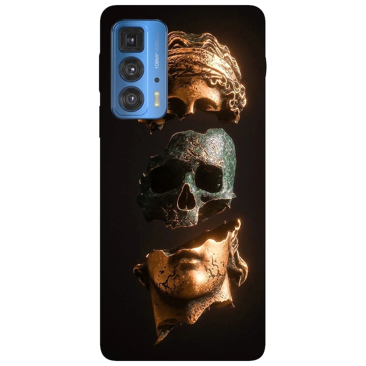 Калъф за телефон, съвместим с Motorola Edge 50 Fusion, Viceversa, модел Skull Statue, силикон, TPU