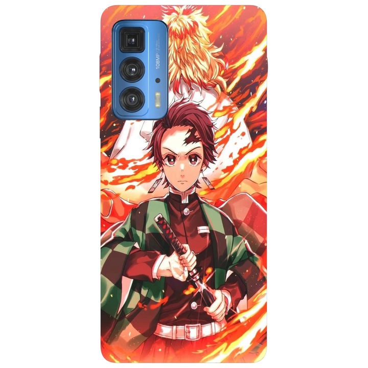 Калъф за телефон, съвместим с Motorola Edge 50 Fusion, Viceversa, Demon Slayer Rengoku и Tanjiro pattern, Silicone, TPU