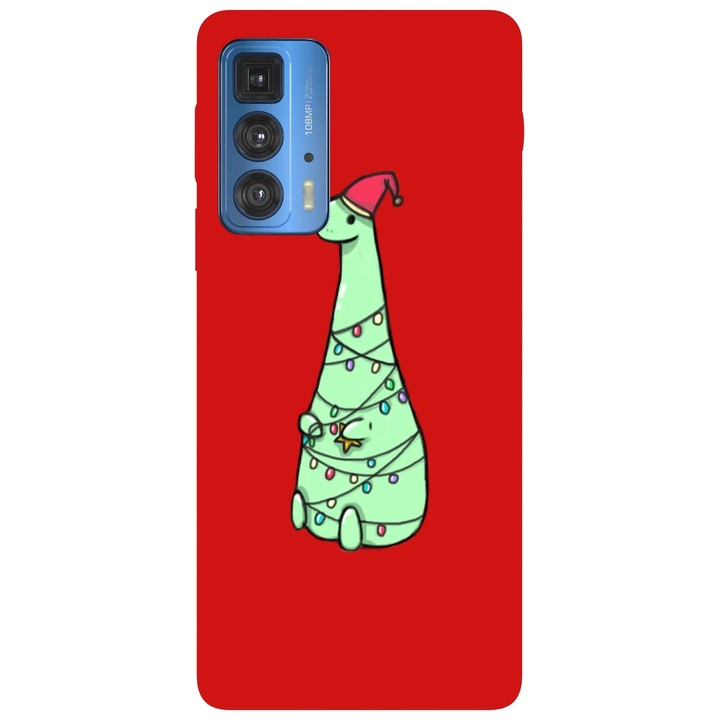 Калъф за телефон, съвместим с Motorola Edge 50 Fusion, Viceversa, Kawaii Dino Christmas pattern, Silicone, TPU
