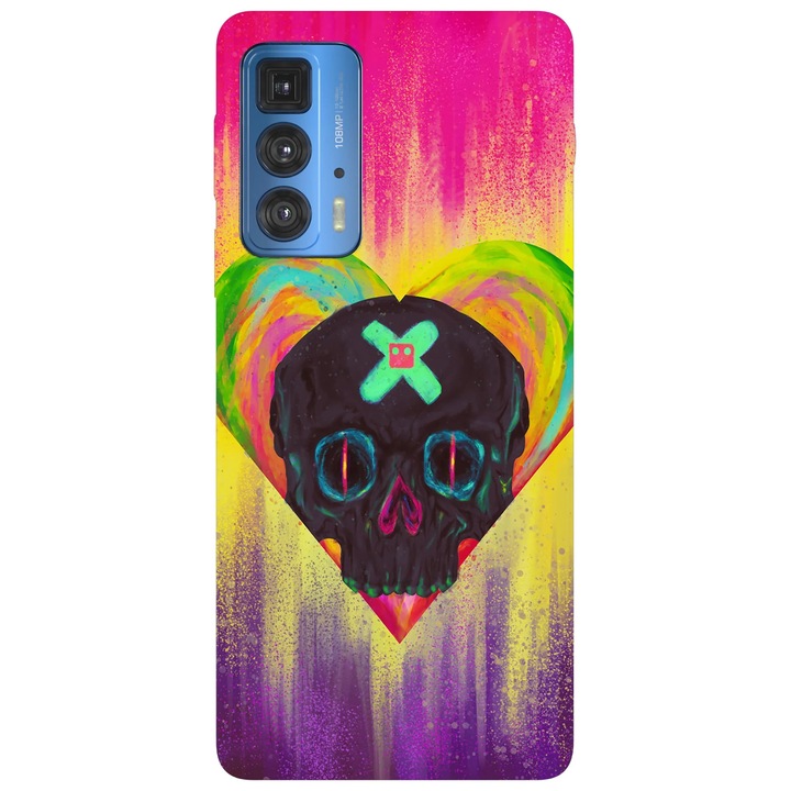 Калъф за телефон, съвместим с Motorola Edge 50 Fusion, Viceversa, модел Skull Art, силикон, TPU